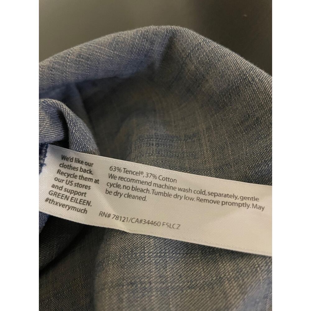 Eileen Fisher Shirt Dress Womens Large Blue Denim Tencel Sleeveless Button Front - Picture 4 of 7